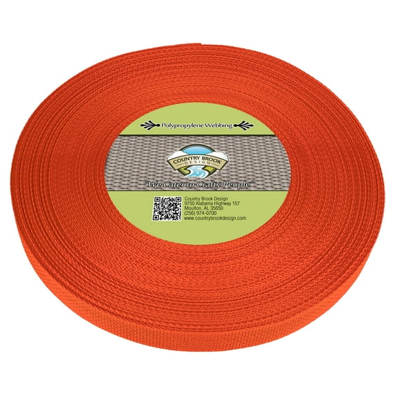 Country Brook Design - 3/4 Inch Orange Polypropylene (Polypro) Webbing, 100 Yards