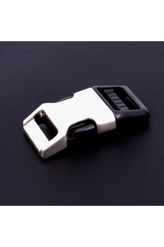 ® 3/4 Inch Pearl Nickel Plated Metal / Black Plastic Hybrid Side Release Buckle, 10 Pack