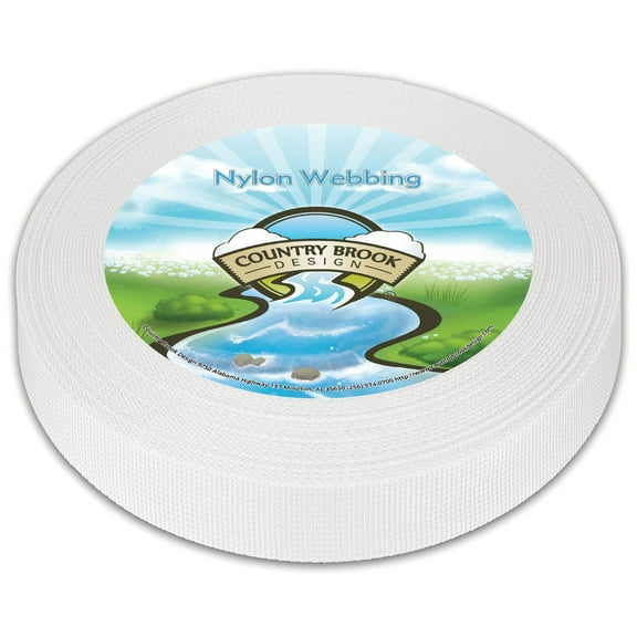 Country Brook Design - 3/4 Inch White Lite Weight Nylon Webbing