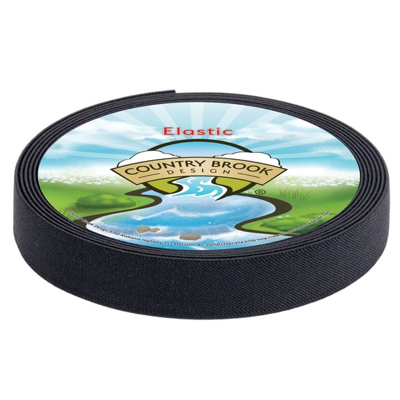 Country Brook Design® 3/4 inch Black Elastic Polyester Webbing, 12 Yards