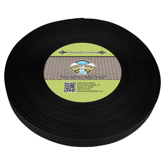 Country Brook Design® 3/4 inch Black Polypro Webbing, 25 Yards