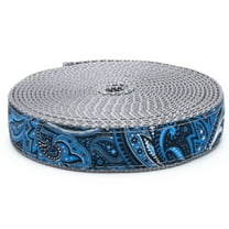 Country Brook Design® 3/4 inch Blue Paisley on Silver Nylon Webbing, 5 Yards