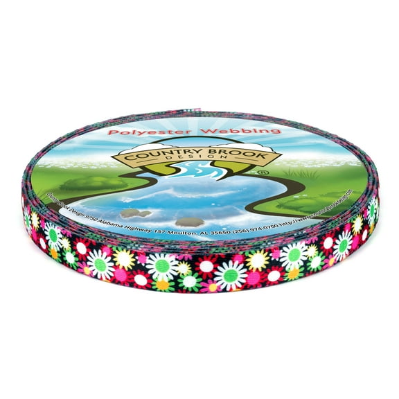 Country Brook Design® 3/4 inch Daisy Fields Polyester Webbing, 5 Yards