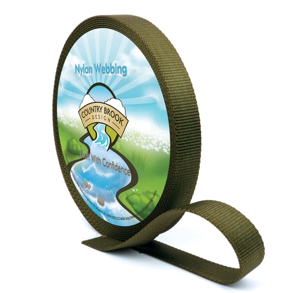 Country Brook Design® 3/4 inch Dark Olive Drab Heavy Duty Nylon Webbing, 10 Yards