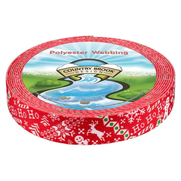 Country Brook Design® 3/4 inch Ho Ho Ho Polyester Webbing, 5 Yards