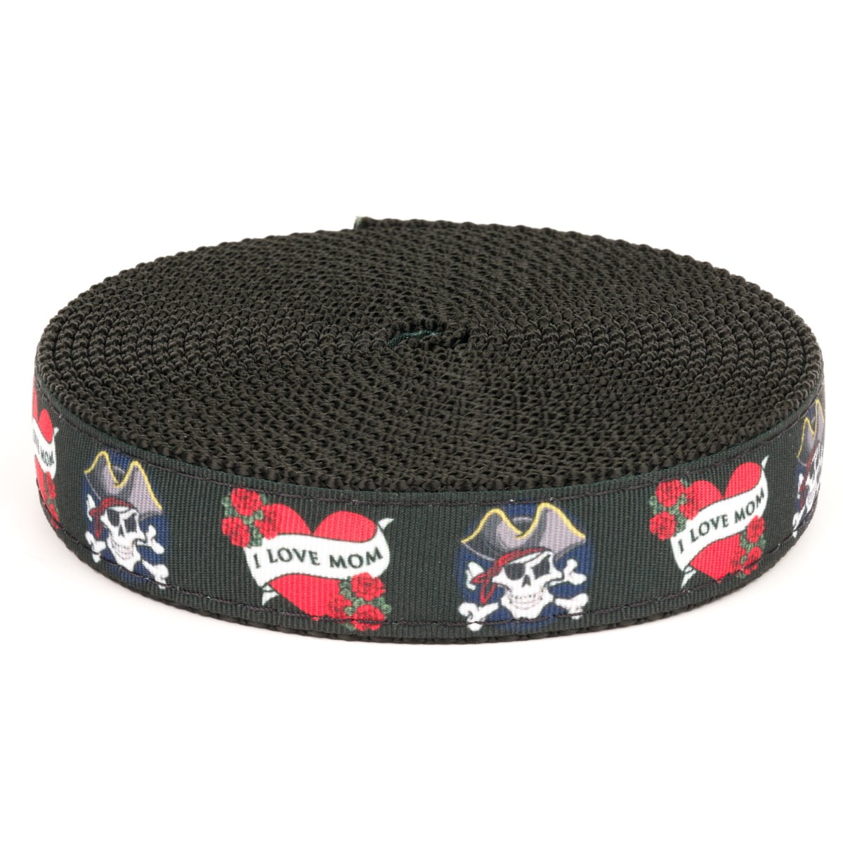 Country Brook Design® 3/4 inch I Love Mom Ribbon on Black Webbing, 10 Yards