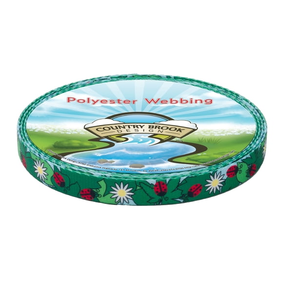 Country Brook Design® 3/4 inch Ladybug Picnic Polyester Webbing, 5 Yards
