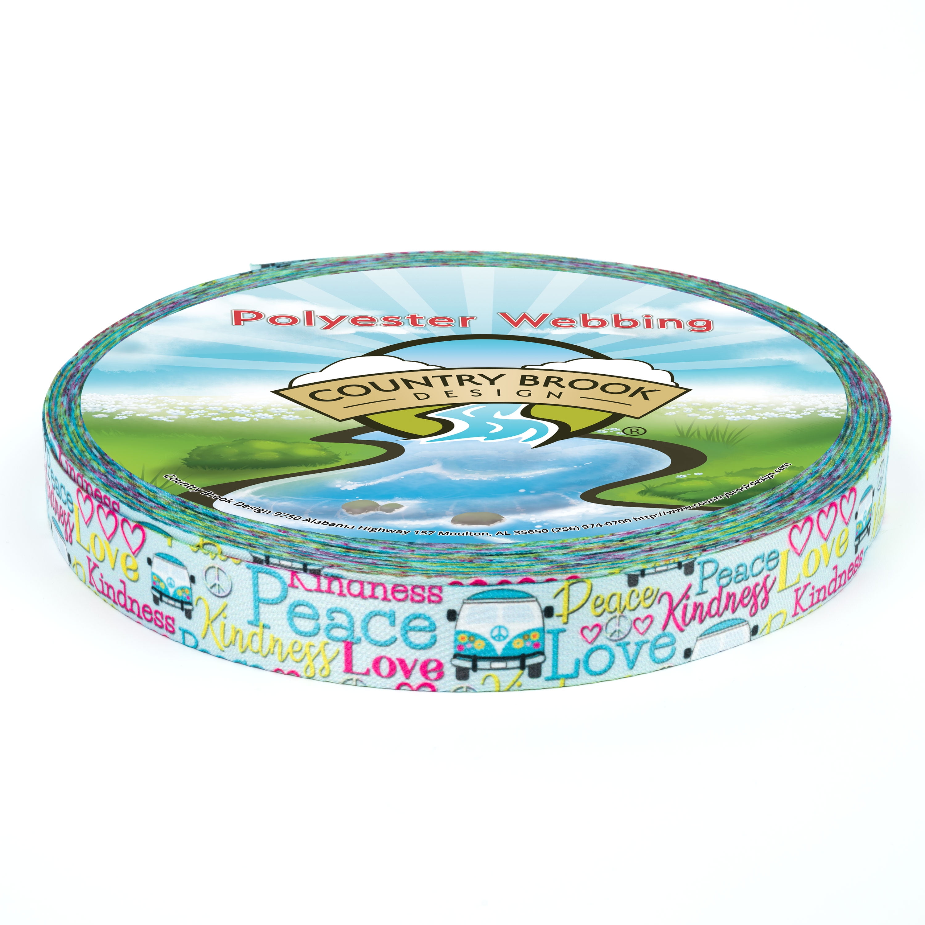 Country Brook Design® 3/4 inch Love and Peace Photo Quality Polyester, 50 Yards