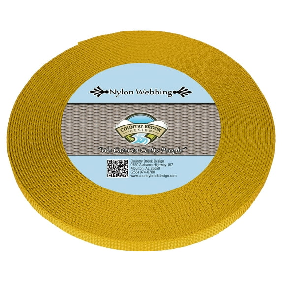 Country Brook Design® 3/8 inch Gold Heavy Duty Nylon Webbing, 10 Yards