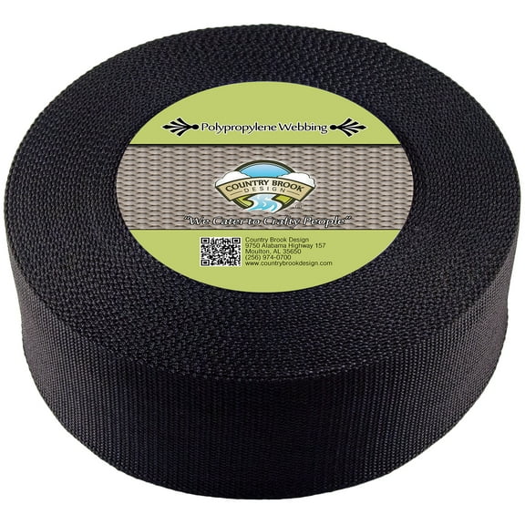 Country Brook Design - 3 Inch Black Heavy Polypropylene (Polypro) Webbing, 5 Yards