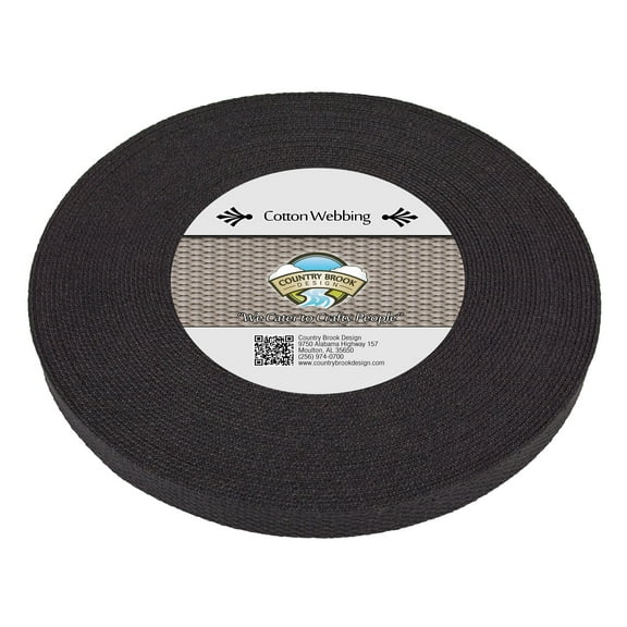 Country Brook Design - 5/8 Inch Black Heavy Cotton Webbing