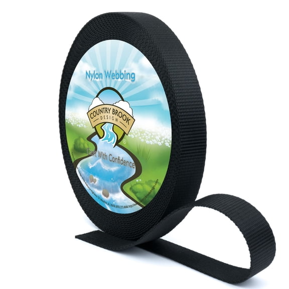 Country Brook Design® 5/8 Inch Black Heavy Duty Nylon Webbing, 10 Yards
