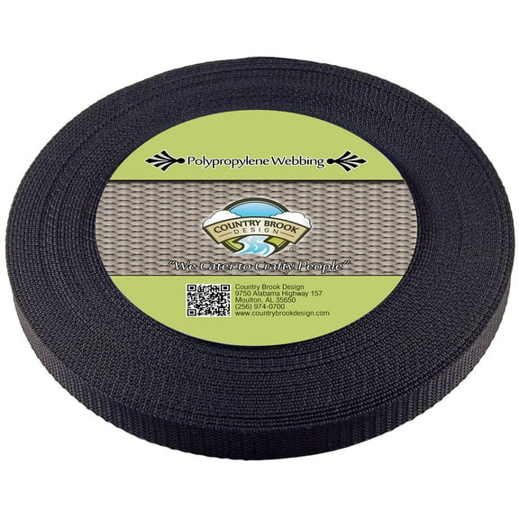 Country Brook Design - 5/8 Inch Black Heavy Polypropylene (Polypro) Webbing