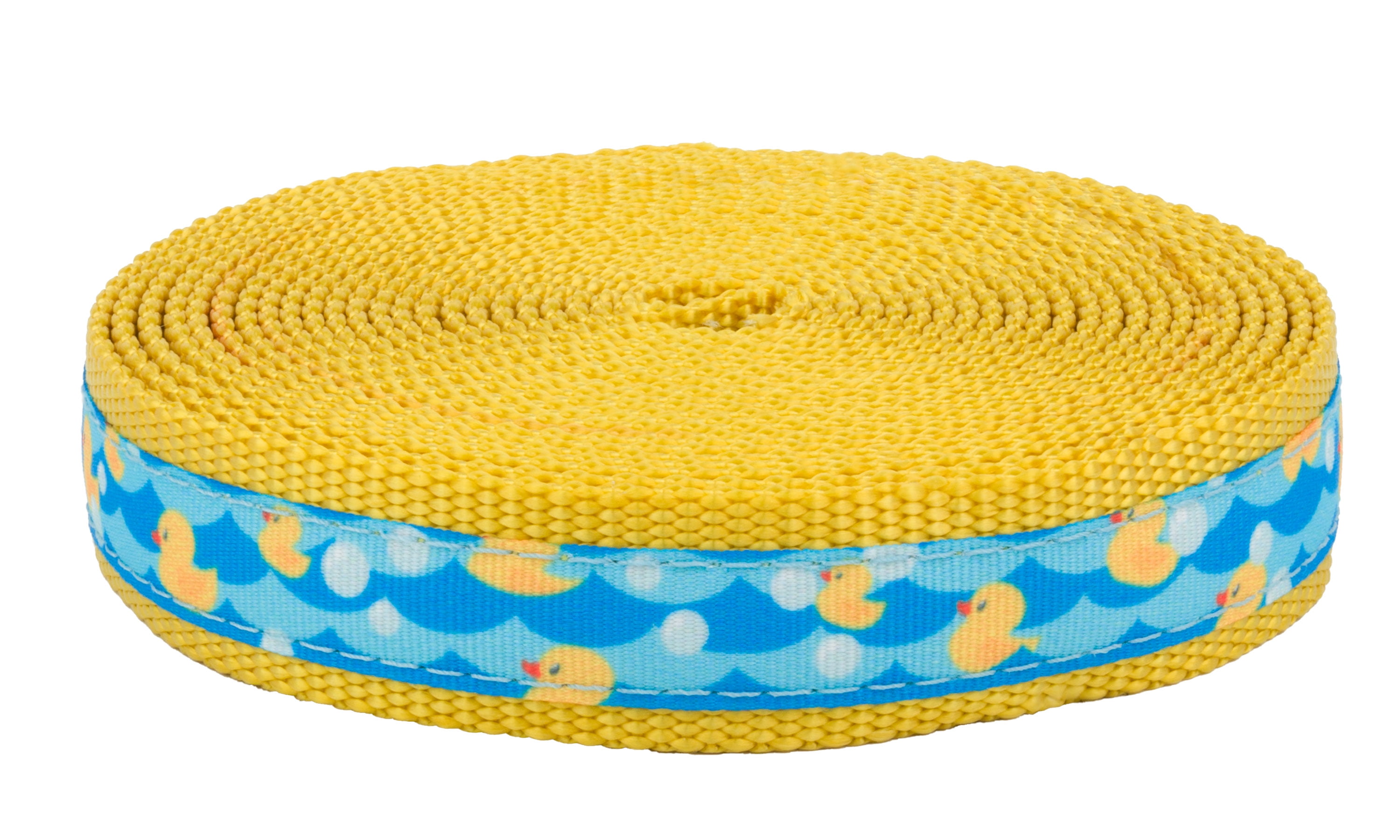 Country Brook Design - 5/8 Inch Just Ducky Ribbon on 1 Inch Gold Nylon Webbing (20 Yards)