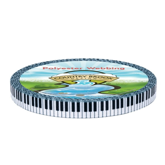 Country Brook Design® 5/8 Inch Piano Keys Polyester Webbing, 50 Yards