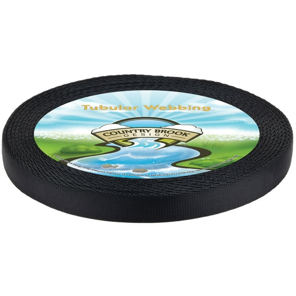 Country Brook Design® 5/8 inch Black Tubular Nylon Webbing, 20 Yards