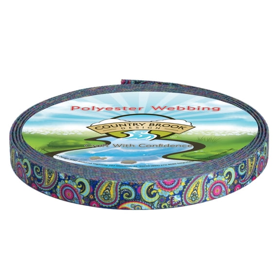 Country Brook Design® 5/8 inch Bright Paisley Polyester Webbing, 5 Yards
