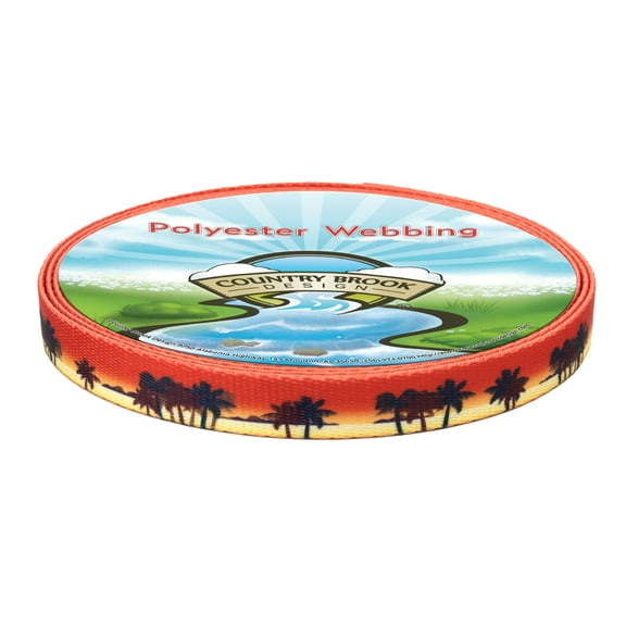 Country Brook Design® 5/8 inch Caribbean Sunset Polyester Webbing, 10 Yards