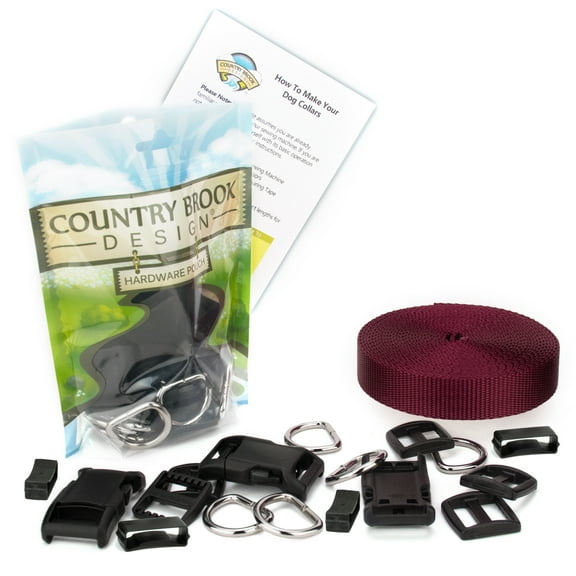 Country Brook Design® 5/8 inch Deluxe Dog Collar Kit with Burgundy Nylon Webbing