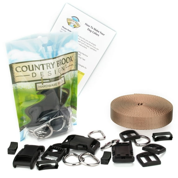 Country Brook Design® 5/8 inch Deluxe Dog Collar Kit with Copper Gold Nylon Webbing
