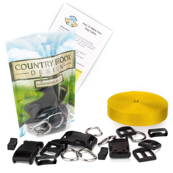 Country Brook Design® 5/8 inch Deluxe Dog Collar Kit with Gold Nylon Webbing