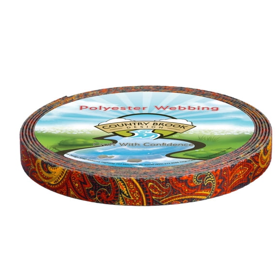 Country Brook Design® 5/8 inch Fire Paisley Polyester Webbing, 5 Yards
