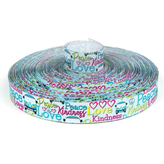 Country Brook Design® 5/8 inch Love and Peace Grosgrain Ribbon, 5 Yards
