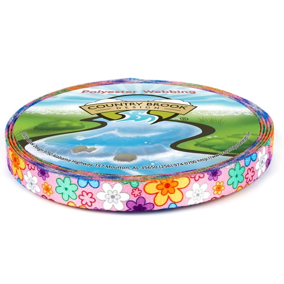 Country Brook Design® 5/8 inch May Flowers Polyester Webbing, 5 Yards