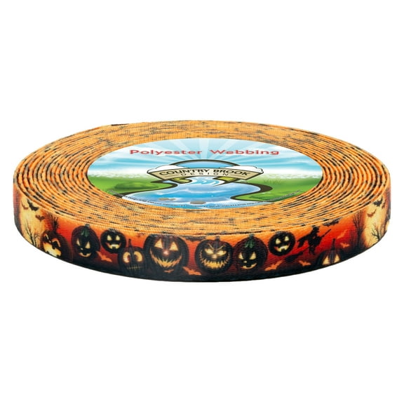 Country Brook Design® 5/8 inch Midnight Fright Polyester Webbing, 5 Yards
