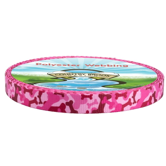 Country Brook Design® 5/8 inch Pink Bone Camo Polyester Webbing, 5 Yards