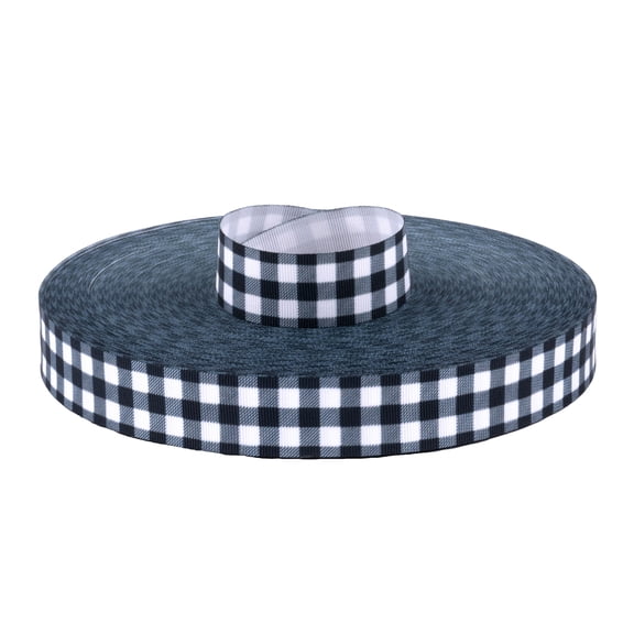 Country Brook Design® 7/8 inch Black & White Buffalo Plaid Grosgrain Ribbon, 5 Yards