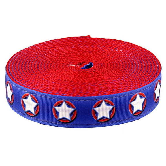 Country Brook Design - American Stars on Red Nylon Webbing (3/4 Inch, 20 Yards)