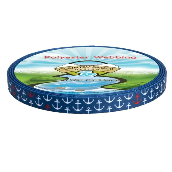 Country Brook Design - Anchors Away Polyester Webbing (1/2 Inch)