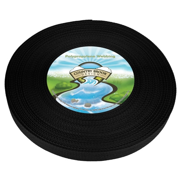 Country Brook Design - Black Polypropylene (Polypro) Webbing (1 Inch, 25 Yards)