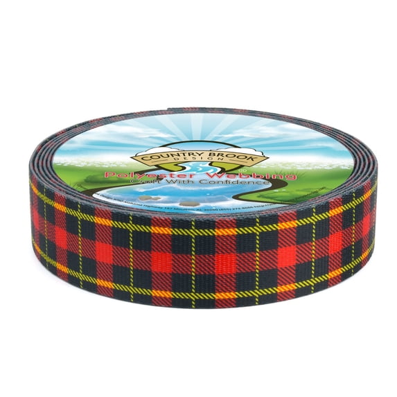 Country Brook Design - Black and Red Plaid Polyester Webbing (1 1/2 Inch, 10 Yards)