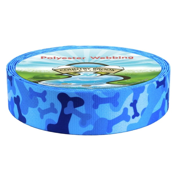 Country Brook Design - Blue Bone Camo Polyester Webbing (1 1/2 Inch, 50 Yards)