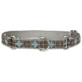 thumbnail image 1 of Country Brook Petz® Blue & Brown Diamond Woven Ribbon on Silver Martingale Dog Collar Limited Edition, Medium, 1 of 2