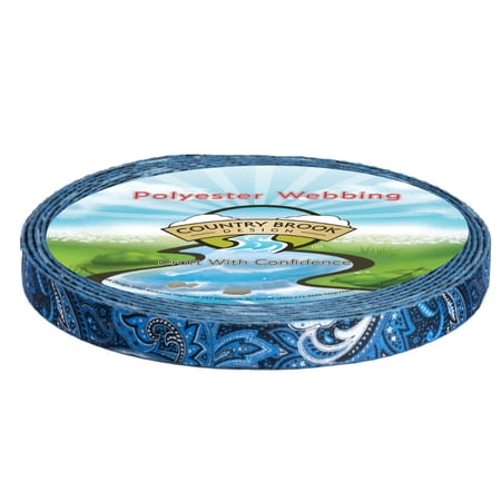 Country Brook Design - Blue Paisley Polyester Webbing (3/4 Inch)