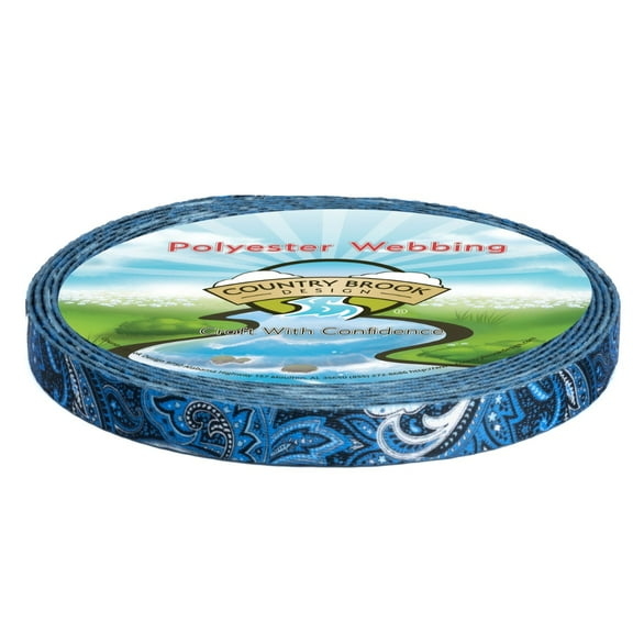 Country Brook Design - Blue Paisley Polyester Webbing (3/4 Inch)