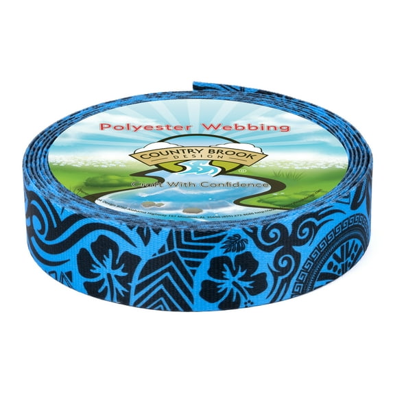 Country Brook Design - Blue Polynesian Polyester Webbing (1 Inch)