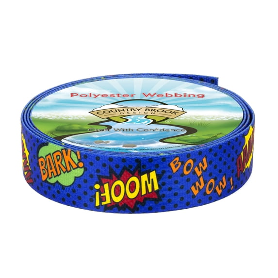 Country Brook Design - Blue Super Dog Polyester Webbing (1 1/2 Inch, 10 Yards)