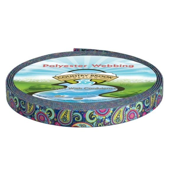 Country Brook Design - Bright Paisley Polyester Webbing (5/8 Inch)