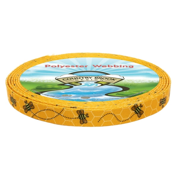 Country Brook Design - Busy Bee Polyester Webbing (3/4 Inch, 20 Yards)
