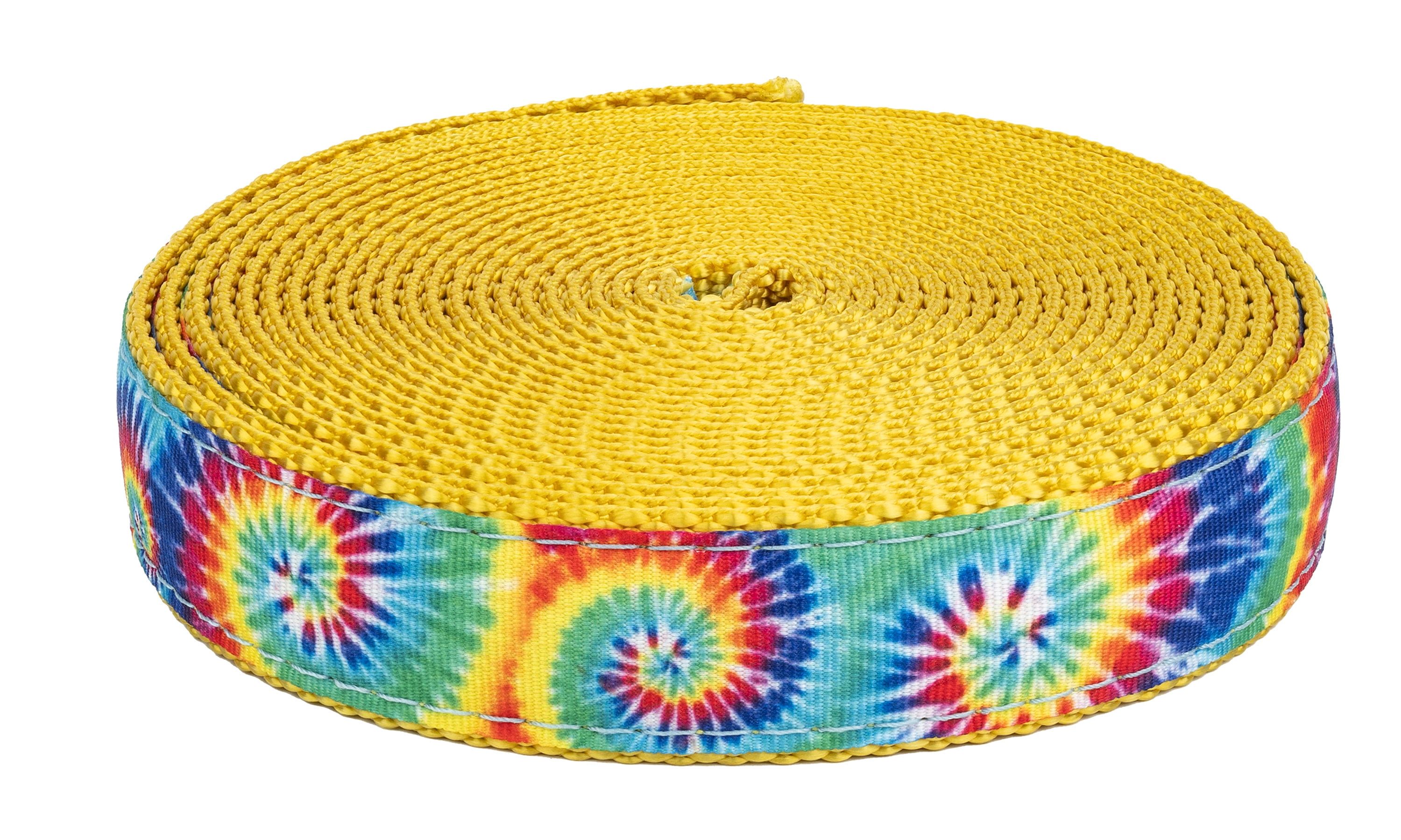 Country Brook Design - Classic Tie Dye Ribbon on Gold Nylon Webbing (3/4 Inch, 50 Yards)