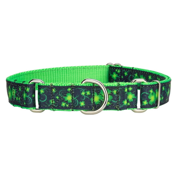 Country Brook Design - Clovers in the Wind Ribbon Martingale Dog Collar - Medium