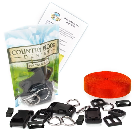 Country Brook Design® 1 In. Deluxe Dog Collar Kit with Neon Orange Nylon Webbing