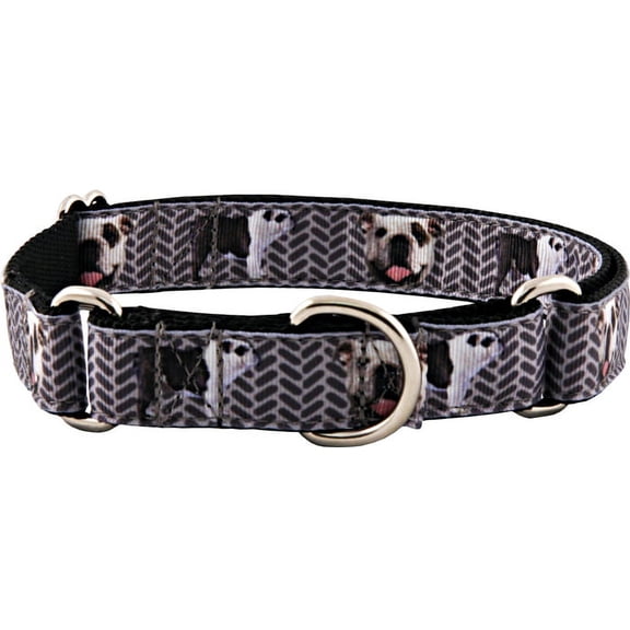 Country Brook Petz® English Bulldog Tough Guy Ribbon Martingale Dog Collar Limited Edition, Extra Large