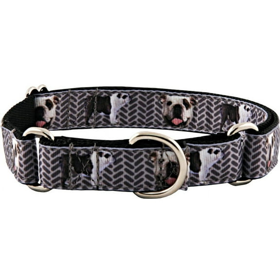 Country Brook Petz® English Bulldog Tough Guy Ribbon Martingale Dog Collar Limited Edition, Medium