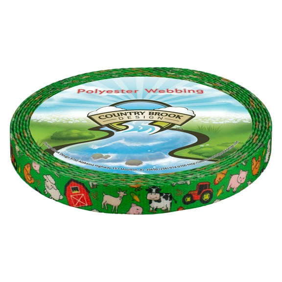 Country Brook Design - Farm Life Y'all Polyester Webbing (5/8 Inch, 50 Yards)