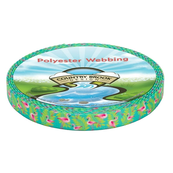 Country Brook Design - Flamingos Polyester Webbing (5/8 Inch, 20 Yards)